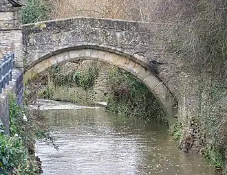 The Packhorse Bridge 100&nbsp;m north west of the Church of St Mary