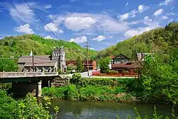 Bramwell, with the Bluestone River in the foreground