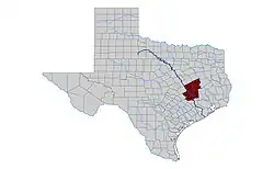 Brazos Valley counties in red