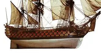 Scale model of Bretagne (1766), on display at Brest naval museum