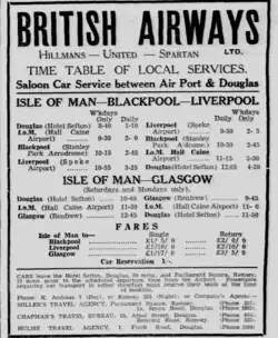 Photograph of British Airways' Hall Caine Schedule