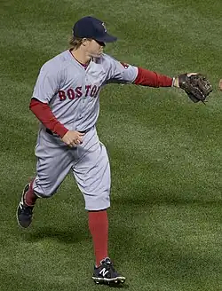 Brock Holt wearing solid-color socks with knickers in 2015
