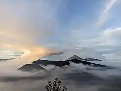 Tengger caldera sunrise on a foggy day