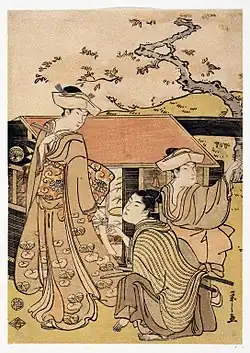 Cherry Blossom Viewing at Gotenyama Hill, colour woodblock print, c. 1791–1797