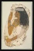 Painting of Lady Tjepu, New Kingdom Dynasty 18, Reign of Amunhotep III, c. 1390–1352 BCE, from tomb no. 181 at Thebes, 65.197