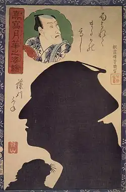 Portraits as True Likeness in the Moonlight (Makoto no Tsukihana no Sugata-e), c. 1845–1865. Woodblock print, 35.1&nbsp;cm ×&nbsp;23&nbsp;cm (13.8&nbsp;in ×&nbsp;9.1&nbsp;in)