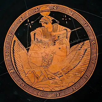 Selene, flying a two-horse chariot