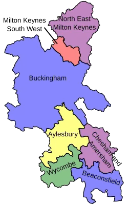 Map of parliamentary constituencies in Buckinghamshire 1997–2010
