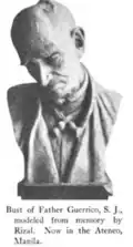 Bust of Fr. Jose Guerrico, Jesuit Teacher from Ateneo Municipal, screenshot from Lineage, Life and Labors of José Rizal, Philippine Patriot A Study of the Growth of Free Ideas in the Trans-Pacific American Territory By Austin Craig · 1913