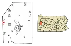 Location of Portersville in Butler County, Pennsylvania.