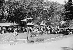 Road sign at a market near Selong (1949)