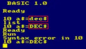 dec$ tokenization and error betrays reserved word origins