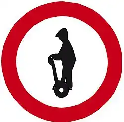 No entry to persons on personal transporters - road sign in Czechia