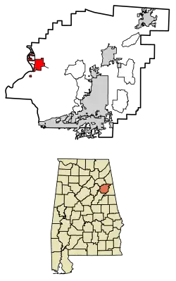 Location of Ohatchee in Calhoun County, Alabama.