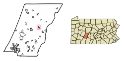 Location of Loretto in Cambria County, Pennsylvania.