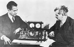 Image 8World Champions José Raúl Capablanca (left) and Emanuel Lasker in 1925 (from History of chess)