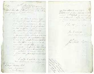 Letter from Captain Joseph Nias, RN, HMS Herald, to Captain William Hobson, RN, Lieutenant-Governor of New Zealand, acknowledging Bunbury's task and that he will assist. 25 April 1840. Archives New Zealand