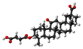 Ball-and-stick model of the carbenoxolone molecule