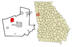 Location in Carroll County and the state of Georgia