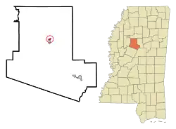 Location of North Carrollton, Mississippi