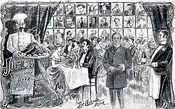 1910s postcard showing celebrity wall at Joel's Bohemia