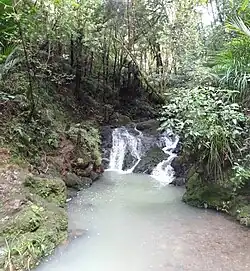 Cascades at the foot of the ascent to the summit from the south