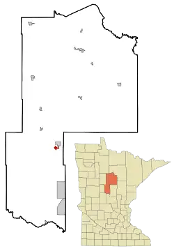 Location of Pine River within Cass County, Minnesota