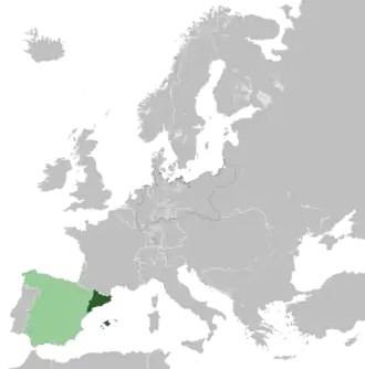Location of the Catalan State within Europe.