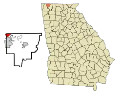 Location in Catoosa County and the state of Georgia