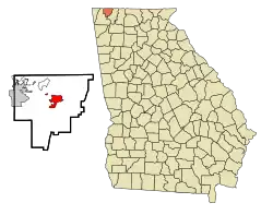 Location in Catoosa County and the state of Georgia