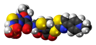 Space-filling model of the ceftaroline fosamil molecule as a zwitterion