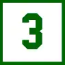 A "3" inside a square, written in green