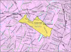 Census Bureau map of Little Falls, New Jersey, in which Singac is located at its western end