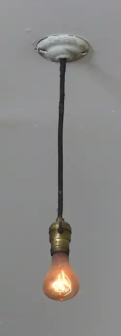 A photo of the pendant light at Fire Station #6 in which the bulb is installed.