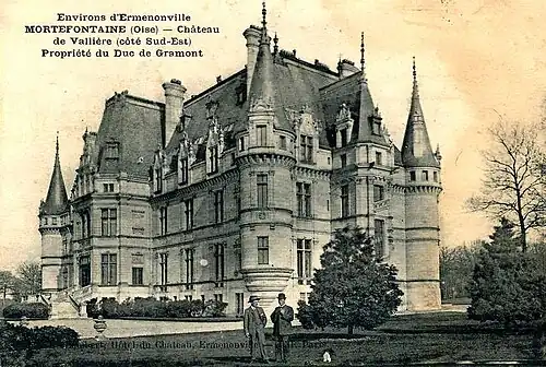 The main façade of the Château de Vallière, with the entrance facing northeast.
