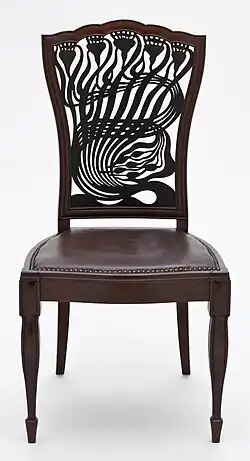 Chair (Art Nouveau); by Arthur Heygate Mackmurdo; c.1883; mahogany; 97.79 x 49.53 x 49.53 cm; Los Angeles County Museum of Art