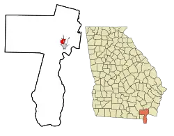 Location in Charlton County and the state of Georgia