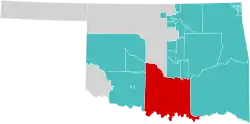 Location (red) in the U.S. state of Oklahoma