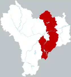 Location of Qujiang District within Quzhou