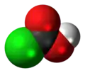 Space-filling model of the chloroformic acid molecule