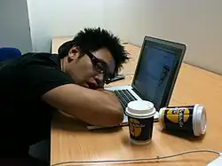 Man sleep on the desk