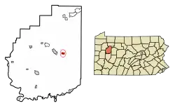 Location of Strattanville in Clarion County, Pennsylvania.