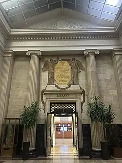 The entrance to Brown Library inside the Mural Room