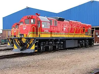 Bright Star equipped no. 34-084 in Transnet Freight Rail livery at Swartkops, 20 April 2013