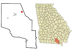 Location in Clinch County and the state of Georgia