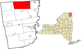Location in Clinton County and the state of New York.