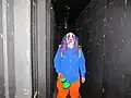 Evil clown in hallway, at 'Doc Wilkes House of Horrors' in Longview, Texas
