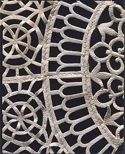 Detail of the leather appliqué on the coat (1919)