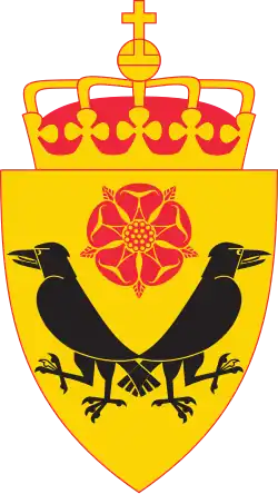 Coat of arms of the Norwegian Intelligence Service with Odins ravens Huginn and Muninn