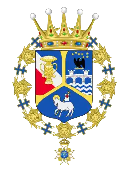 Oscar's arms as Count of Wisborg (1892)[11]